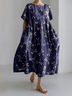 Femmes Imprimé d'Animal Comme Image Col Rond Confortable Robe Maxi Décontracté