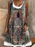 Femmes Ethnique Comme Image Col Rond Confortable Robe Mi-Longue Décontracté