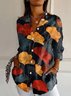 Chemises Femmes Décontracté Abstrait Printemps / Automne Polyester Ample Manches Longues Régulier Régulier Col de Chemise