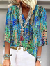 Blouses Femmes Floral Élégant Été Aucune élasticité Vacances Demi Manche Régulier Droit Régulier