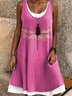 Femmes Libellule Violet Col Rond Confortable Robe Mi-Longue Décontracté