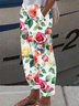 Pantalons Femmes Décontracté Floral Printemps / Automne Coton Micro-élasticité Coupe Régulière Pantalon droit Long Trapèze