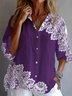 Chemises Décontracté Floral Printemps / Automne Micro-élasticité Quotidien Coupe Régulière Manches Longues Régulier Trapèze pour Femmes
