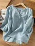 Blouses Femmes Simple Plain Printemps / Automne Quotidien Lotus Feuille Collier Manches Longues Régulier Droit Régulier
