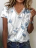 T-shirts Femmes Décontracté Floral Été avec Bordure en Dentelle Micro-élasticité Quotidien Manches Courtes Droit Régulier