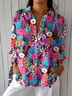 Chemises Décontracté Floral Printemps / Automne Polyester Coupe Régulière Manches Longues Régulier Régulier Col de Chemise pour Femmes