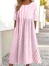 Femmes Rayé Jaune Col Rond Confortable Robe Maxi Décontracté