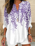 Blouses Femmes Simple Floral Été Coton Aucune élasticité Ample Demi Manche Régulier Droit