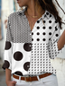 Chemises Pois Polka Décontracté Printemps / Automne Micro-élasticité Coupe Régulière Régulier Trapèze Régulier Col de Chemise pour Femmes