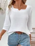 Blouses Décontracté Plain Printemps / Automne Aucune élasticité Ample Manches trois quarts Entaillé Régulier Droit pour Femmes