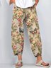 Pantalons Décontracté Floral Printemps / Automne Polyester Naturel Quotidien Coupe Régulière Pantalon à la cheville Trapèze pour Femmes