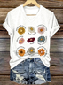 T-shirts Femmes Décontracté Floral Été Coton Micro-élasticité Quotidien Manches Courtes Trapèze Régulier