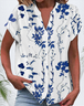 Chemises Décontracté Floral Été Polyester Col V Micro-élasticité Manches Courtes Régulier Boucle pour Femmes