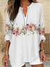 Blouses Femmes Décontracté Floral Printemps / Automne Col V Imprimé Ample Régulier Trapèze Régulier