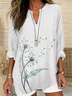 Blouses Femmes Décontracté Floral Printemps / Automne Col V Imprimé Quotidien en Mélangé de Coton Régulier Régulier