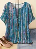 T-shirts Femmes Rayé Décontracté Printemps / Automne Manche Dolman Micro-élasticité Domestique Manches trois quarts Col Rond Régulier