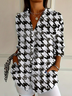 Chemises Femmes Décontracté Pied-de-poule Printemps / Automne Polyester Micro-élasticité Coupe Régulière Manches Longues Régulier Col de Chemise