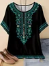 T-shirts Simple Printemps / Automne Ethnique Géométrie Manche Dolman Domestique Ample Manches trois quarts Col Rond Régulier pour Femmes