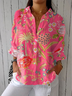 Chemises Femmes Décontracté Floral Printemps / Automne Polyester Vacances Ample Manches trois quarts Régulier Col de Chemise