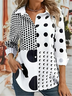 Chemises Femmes Pois Polka Décontracté Printemps / Automne Coton Micro-élasticité Coupe Régulière Régulier Trapèze Col de Chemise