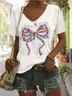 T-shirts Femmes Décontracté Floral Été Polyester Col V Micro-élasticité Quotidien Trapèze Régulier