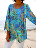 Blouses Bloc de Couleur Simple Printemps / Automne Aucune élasticité Quotidien Ample Manches Longues Droit Régulier pour Femmes