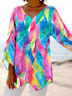 Blouses Femmes Géométrique Simple Printemps / Automne Polyester Aucune élasticité Quotidien Régulier Droit Régulier