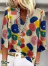 Blouses Élégant Floral Été Polyester Demi Manche Col Châle Régulier Droit Régulier pour Femmes