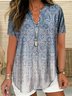 Blouses Femmes Simple Motif Cachemire Été Polyester Aucune élasticité Ample Demi Manche Col Châle Droit