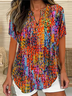 Blouses Femmes Bloc de Couleur Décontracté Été Aucune élasticité Quotidien Ample Demi Manche Régulier Régulier