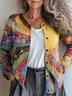 Cardigans Femmes Décontracté Printemps / Automne Soleil Tricoté Micro-élasticité Faire la navette Col Rond Droit Régulier