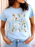 T-shirts Femmes Décontracté Floral Été Polyester Micro-élasticité Vacances Coupe Régulière Manches Courtes Trapèze