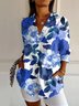 Chemises Femmes Décontracté Floral Printemps / Automne Polyester Aucune élasticité Quotidien Manches Longues Droit T.-N.-L.
