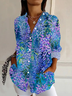 Chemises Femmes Décontracté Floral Printemps / Automne Ample Manches Longues Régulier Boucle Régulier Col de Chemise
