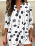 Blouses Femmes Décontracté Printemps / Automne Abstrait Pois Polka Col V Imprimé Aucune élasticité Ample en Mélangé de Coton Régulier