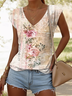T-shirts Décontracté Floral Été Micro-élasticité Quotidien Manches Courtes Régulier Trapèze Régulier pour Femmes
