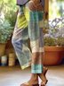 Pantalons Vacances Printemps / Automne Bloc de Couleur en Lin Naturel Micro-élasticité Faire la navette Pantalon droit Droit pour Femmes
