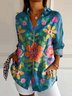 Chemises Femmes Décontracté Floral Printemps / Automne Quotidien Coupe Régulière Régulier Trapèze Régulier Col de Chemise