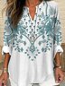 Blouses Simple Été Nationalité/ethnie Polyester Aucune élasticité Demi Manche Col Châle Droit Régulier pour Femmes
