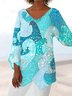 Blouses Femmes Simple Printemps / Automne Chevron Col V Quotidien Manches Longues Régulier Droit Régulier