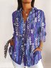 Chemises Bloc de Couleur Décontracté Printemps / Automne Polyester Micro-élasticité Manches Longues Régulier Trapèze Col de Chemise pour Femmes