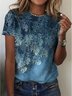 T-shirts Décontracté Été Feuille Coton Quotidien Manches Courtes Col Rond Régulier Trapèze pour Femmes