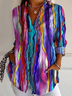 Chemises Bloc de Couleur Décontracté Printemps / Automne Coton Coupe Régulière Manches Longues Régulier Trapèze Col de Chemise pour Femmes