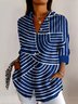Chemises Femmes Bloc de Couleur Décontracté Printemps / Automne Coton Micro-élasticité Quotidien Manches Longues Régulier Col de Chemise