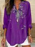 Blouses Femmes Élégant Floral Été Aucune élasticité Quotidien Ample Col Châle Régulier Régulier