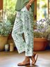 Pantalons Décontracté Plantes Printemps / Automne en Lin Coupe Régulière Pantalon droit Long Droit Régulier pour Femmes