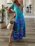 Femmes Floral Comme Image Col V Confortable Imprimé Robe Maxi Décontracté