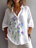 Chemises Femmes Décontracté Plain Printemps / Automne en Lin Micro-élasticité Coupe Régulière Trapèze Régulier Col de Chemise