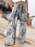 Pantalons Décontracté Floral Printemps / Automne Polyester Naturel Micro-élasticité Quotidien Long Droit pour Femmes