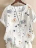 Blouses Femmes Décontracté Floral Été Coton Domestique Coupe Régulière Col Rond Régulier Régulier